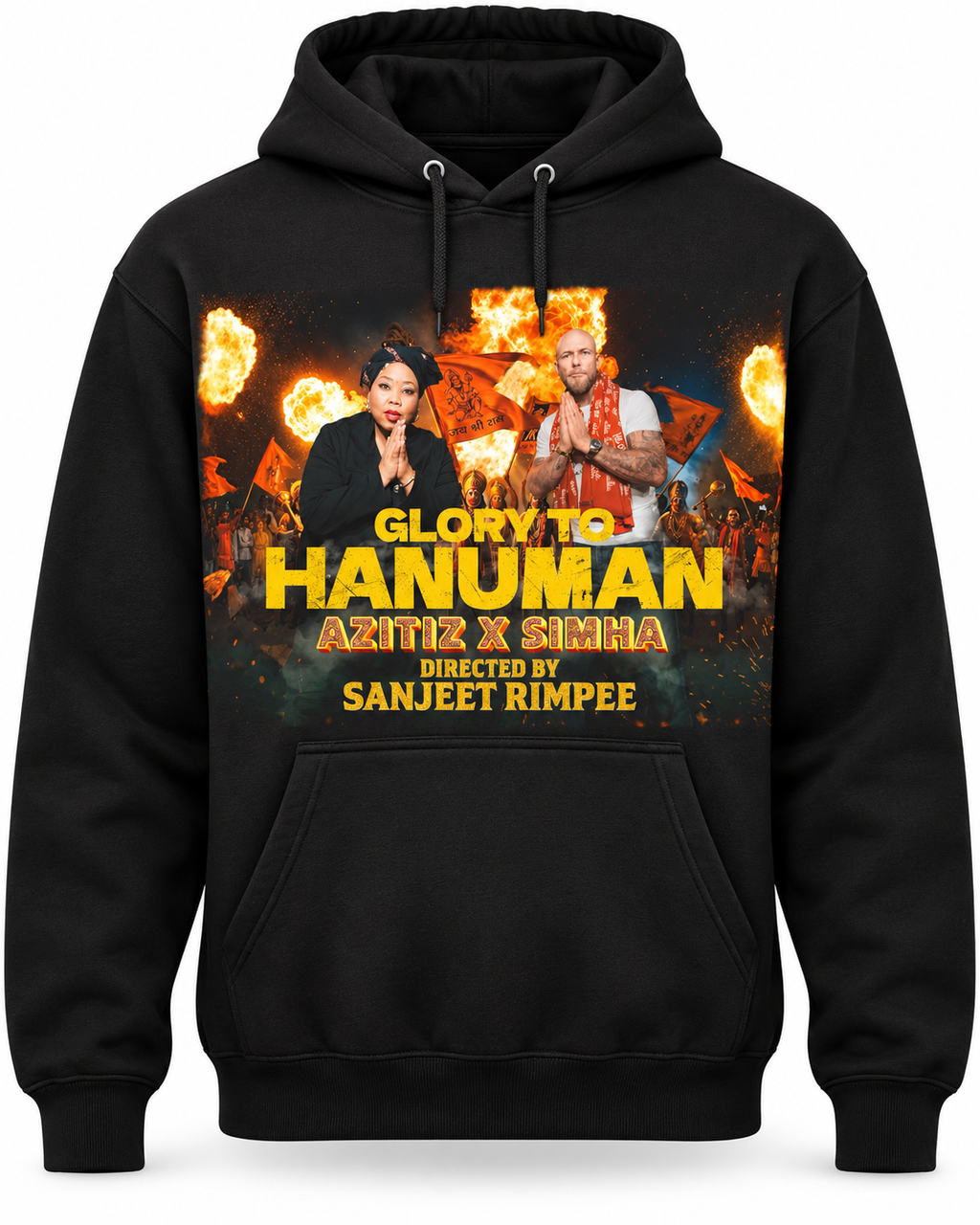Glory to Hanuman Graphic Hoodie – Black