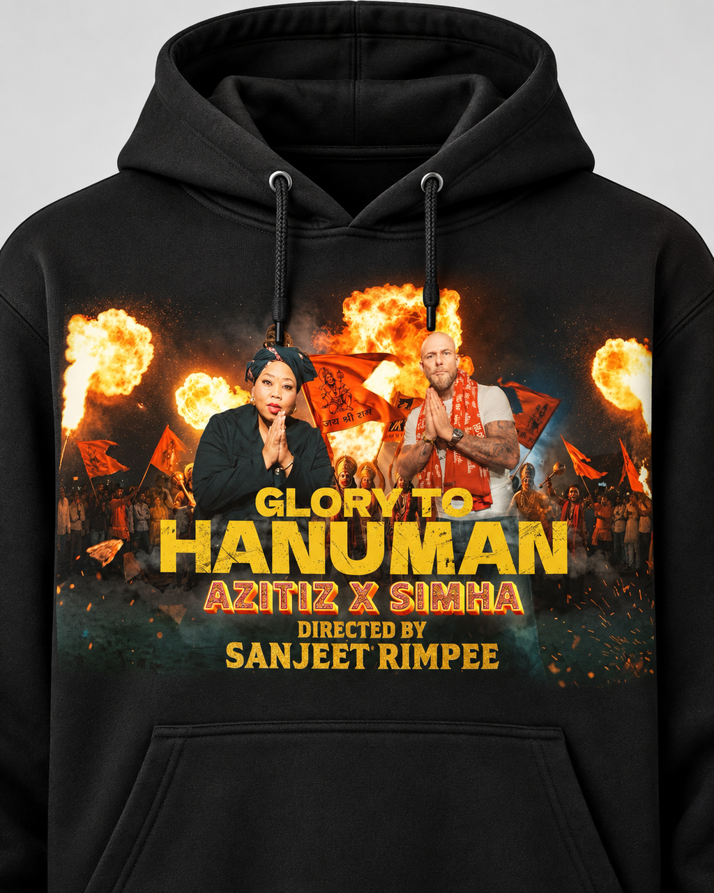 Glory to Hanuman Graphic Hoodie – Black